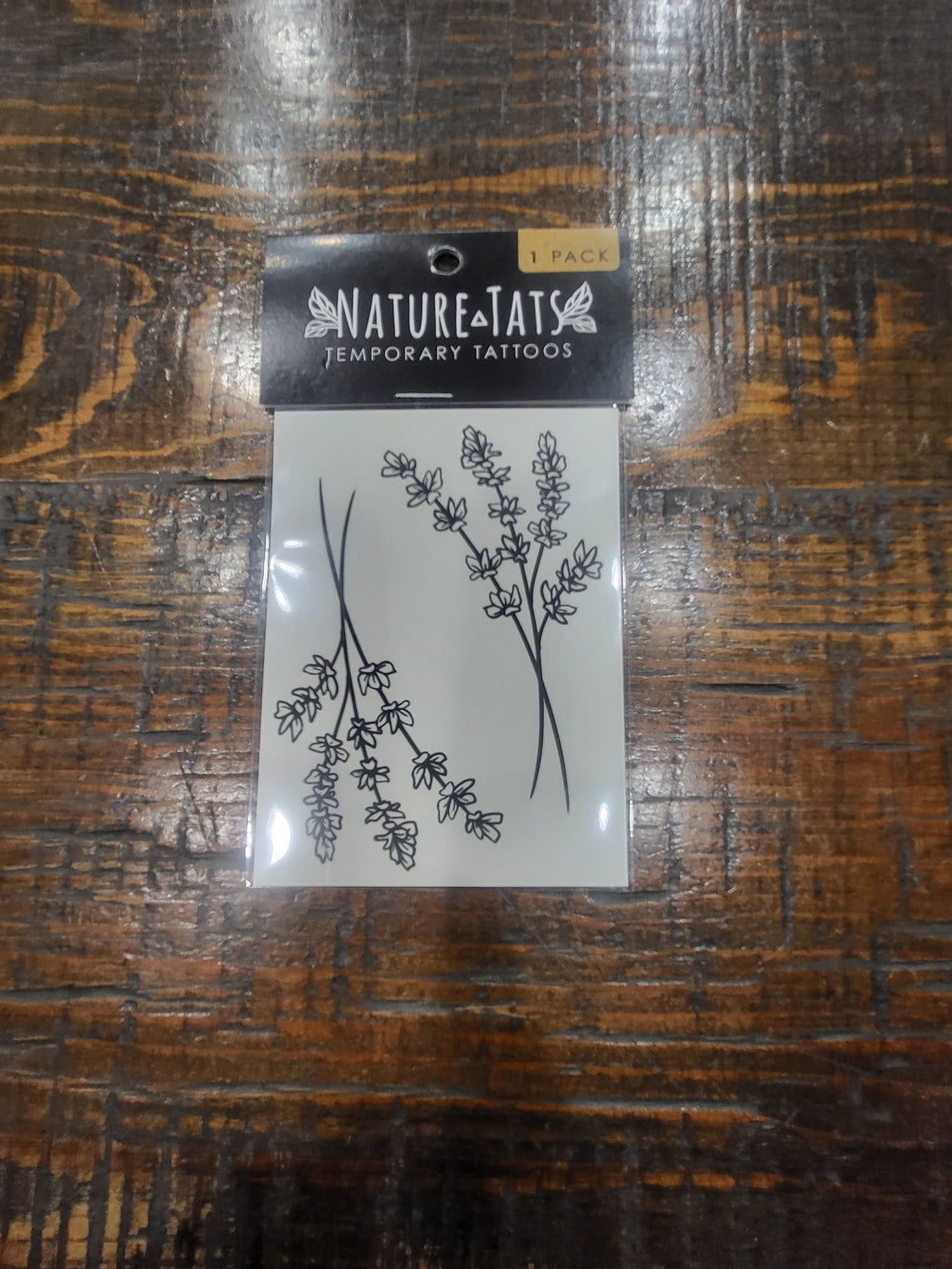 Temporary tattoo sheet pack with lavender twig branches in fine black line art