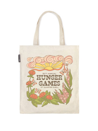 Cream canvas retro tote bag with front graphic and rope handles