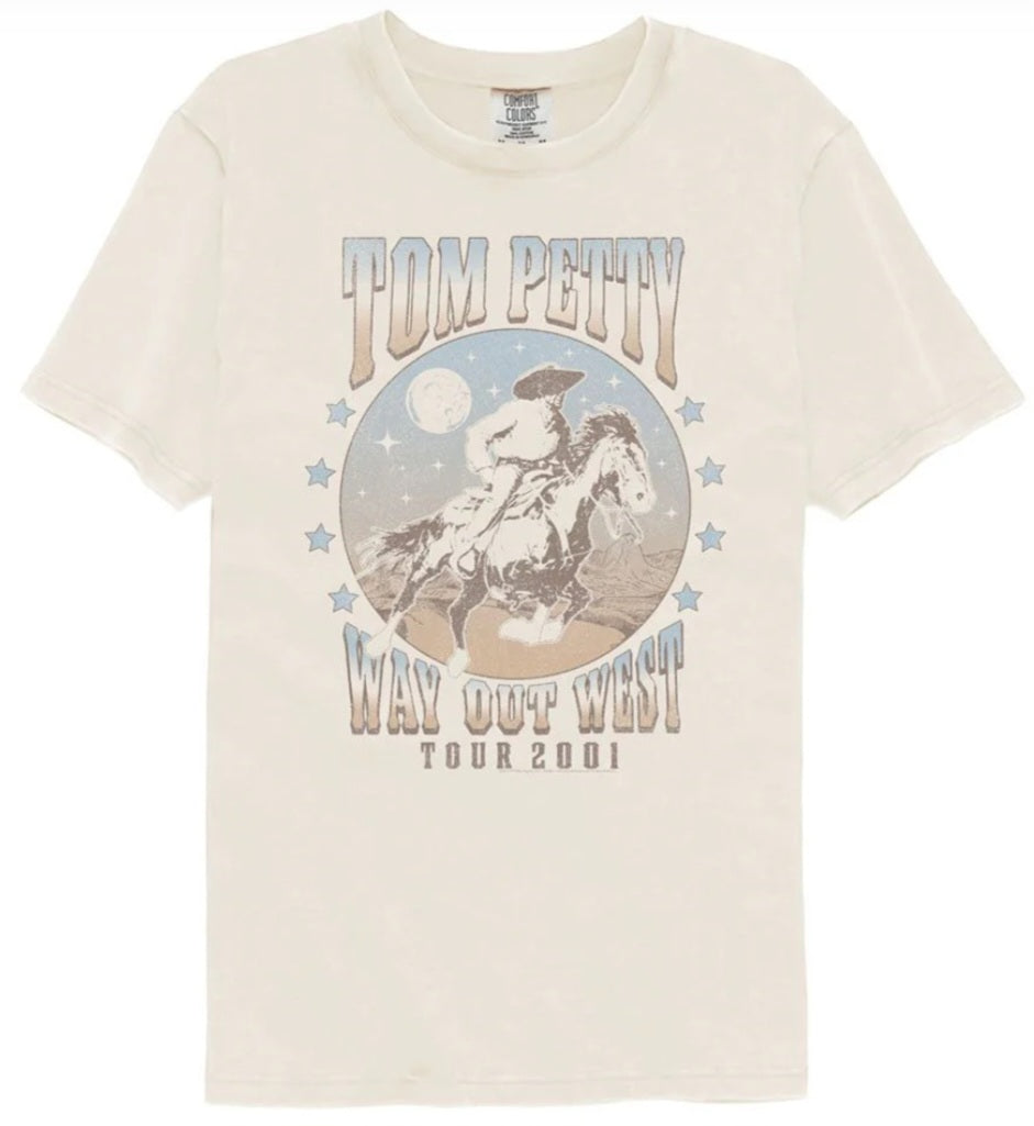 Ivory crewneck T-shirt with large Way Out West Tour 2011 graphic front