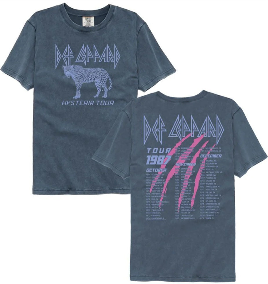 Blue Def Leppard Hysteria Tour graphic T-shirt