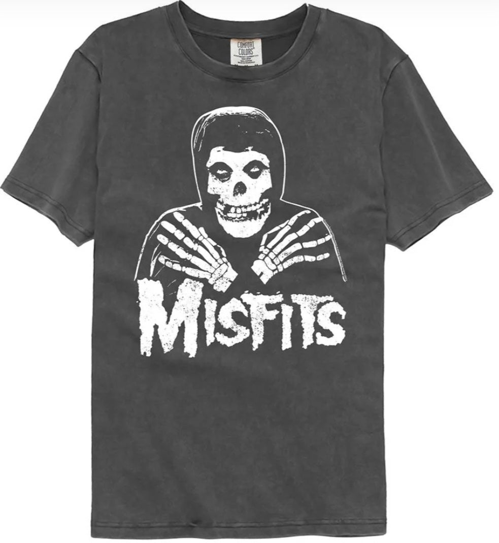 Dark gray graphic crew-neck T-shirt with short sleeves and skull Misfits print