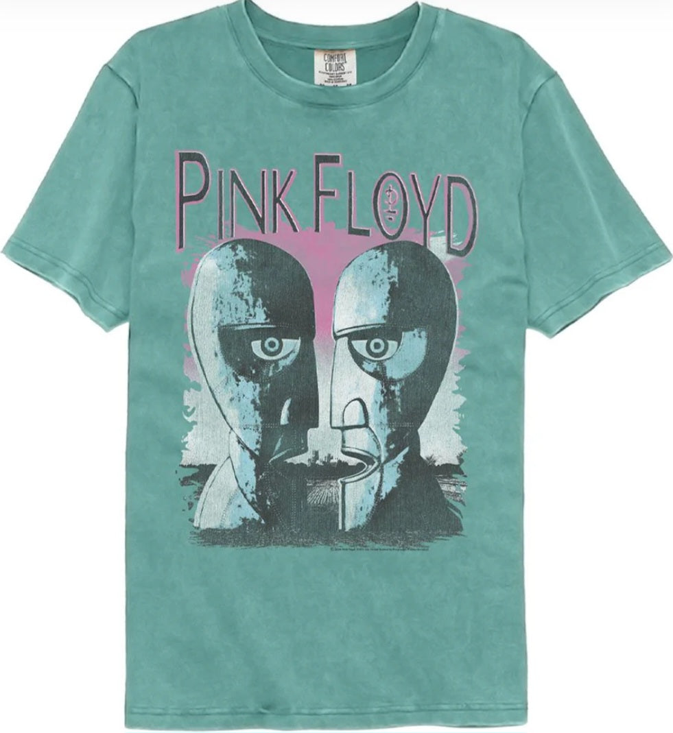Seafoam crewneck T-shirt with Pink Floyd logo and two-face graphic on front