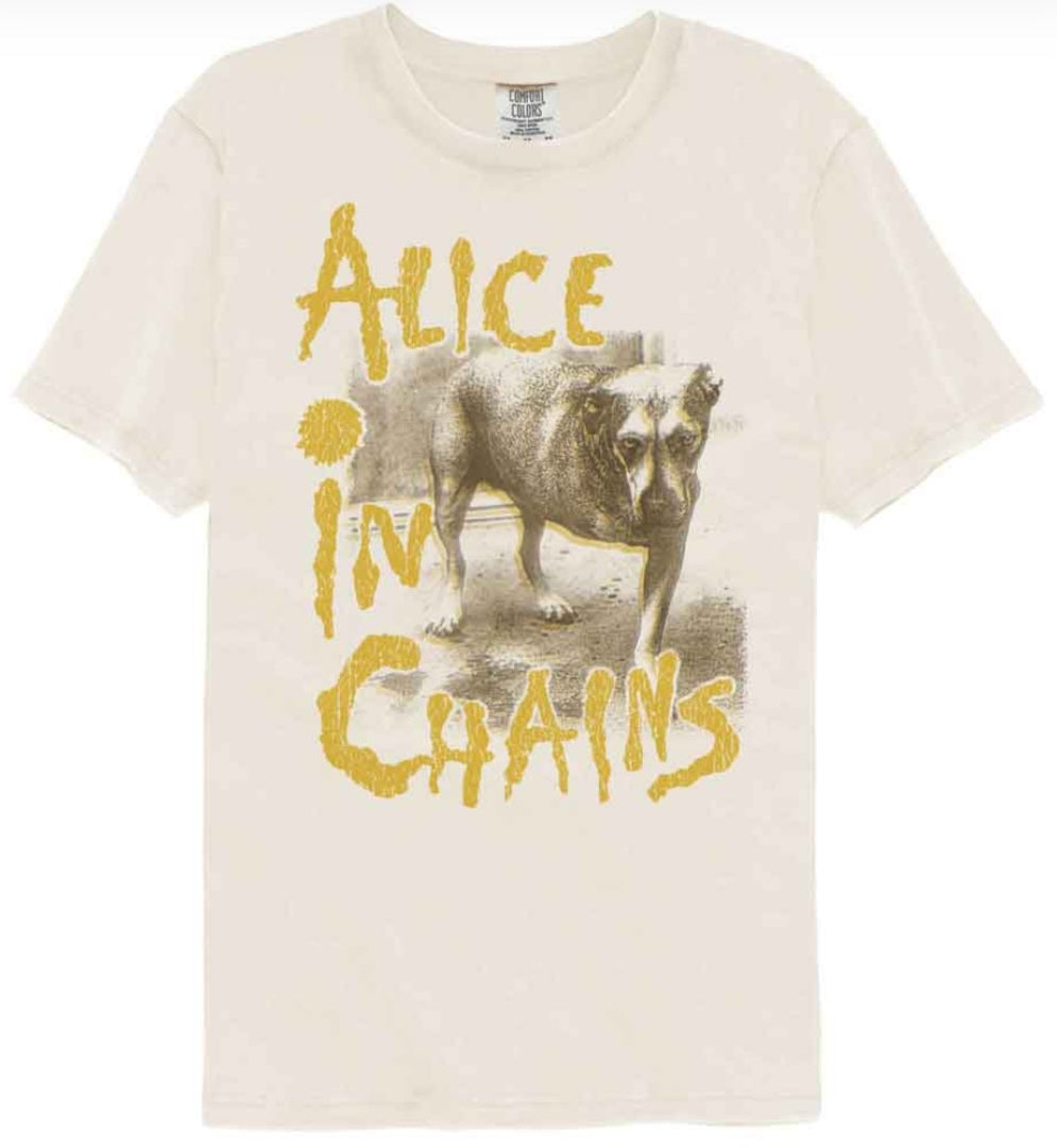 Ivory graphic T-shirt with yellow band text and detailed animal image