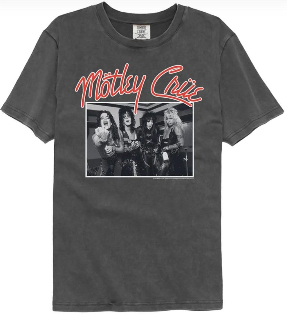 Men's dark gray T-shirt with Motley Crue graphic print on chest