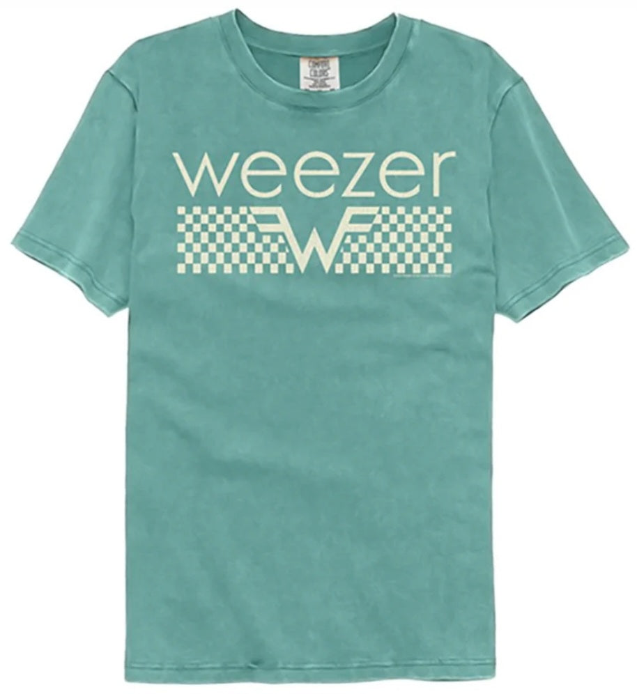Seafoam green Weezer logo graphic T-shirt