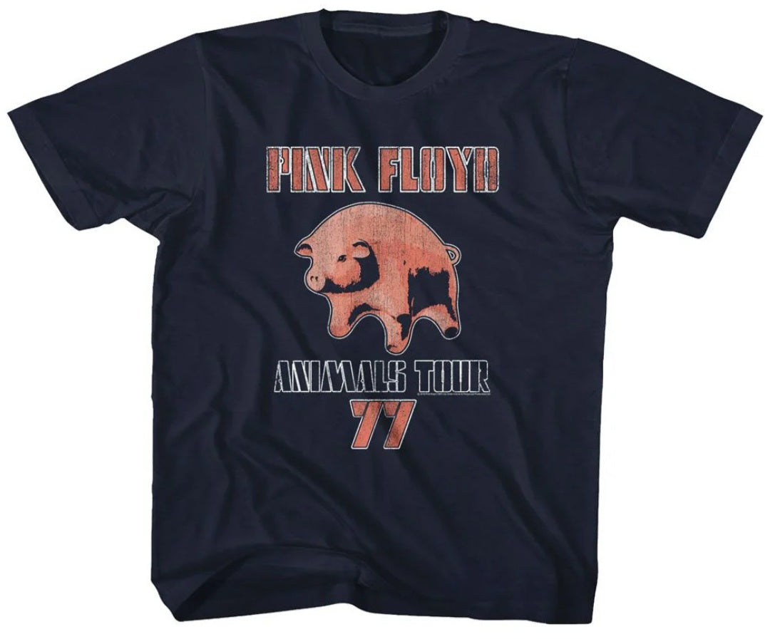 Toddler navy blue T-shirt with Pink Floyd Animals Tour graphic and 77