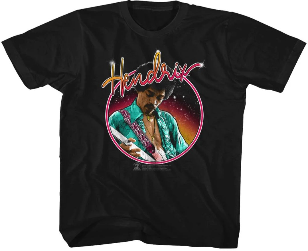 Toddler black Hendrix graphic T-shirt with circular portrait print