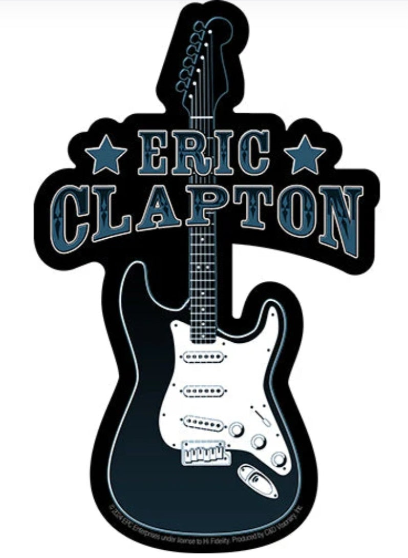 Music band sticker featuring electric guitar and ERIC CLAPTON text