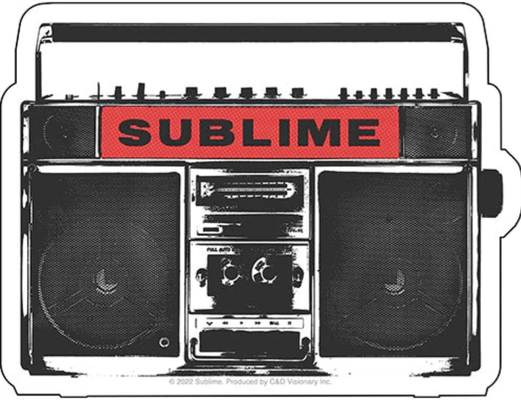 Sublime band sticker on black boombox graphic