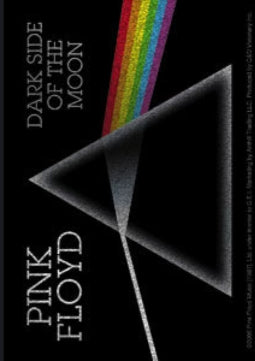 Pink Floyd band sticker with prism graphic and text 'Dark Side of the Moon'