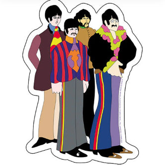The Beatles band sticker with four cartoon musicians standing, colorful outfits
