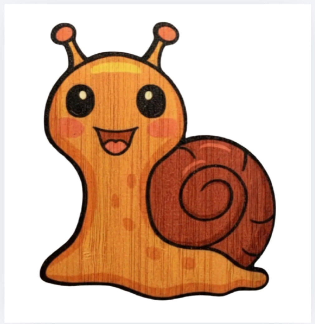 Bamboo snail sticker with cute cartoon face and curled shell