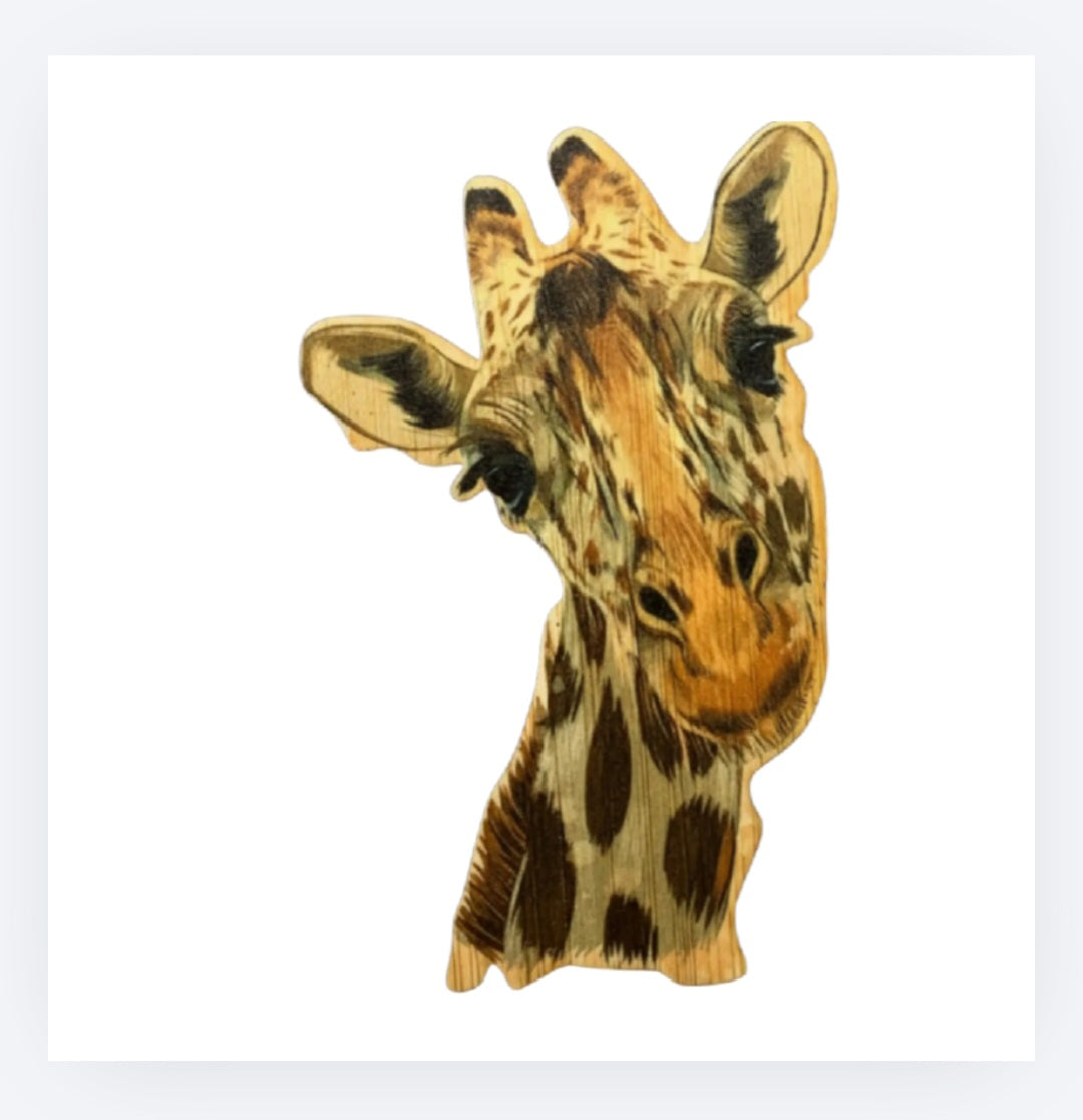 Giraffe bamboo sticker with standing cutout animal design