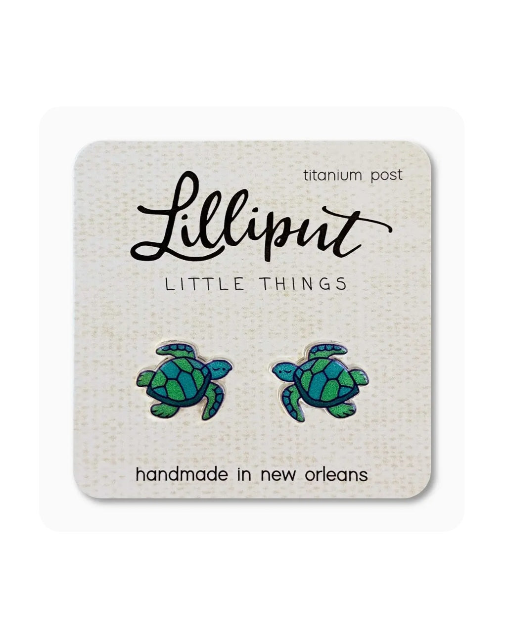 Sea turtle stud earrings, turquoise and teal enamel with dark accents