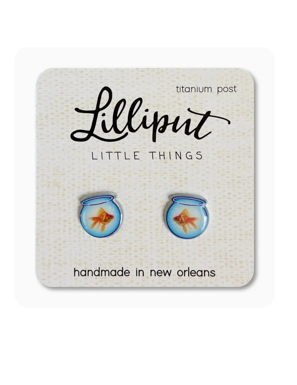 Goldfish in fishbowl stud earrings with titanium posts