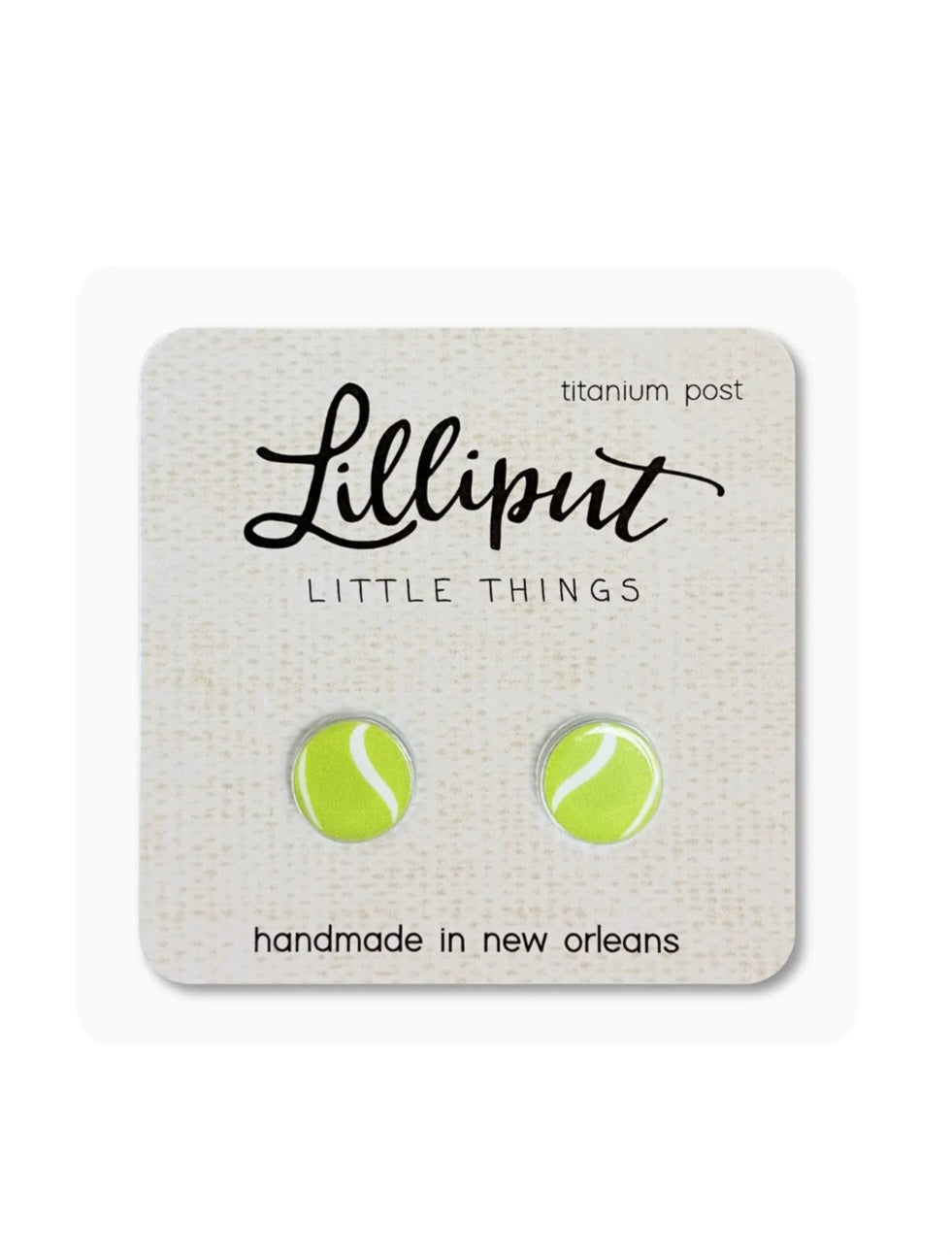 Lime green tennis ball stud earrings with titanium posts