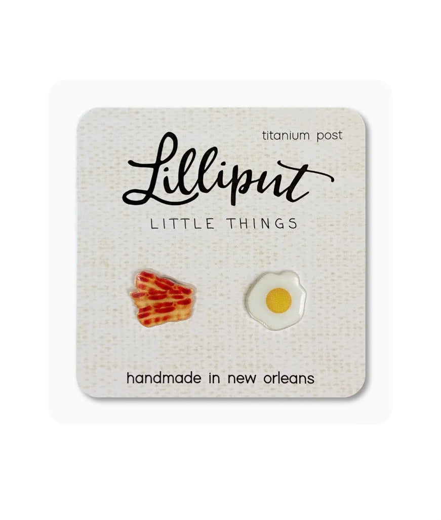 Bacon and egg stud earrings with titanium post