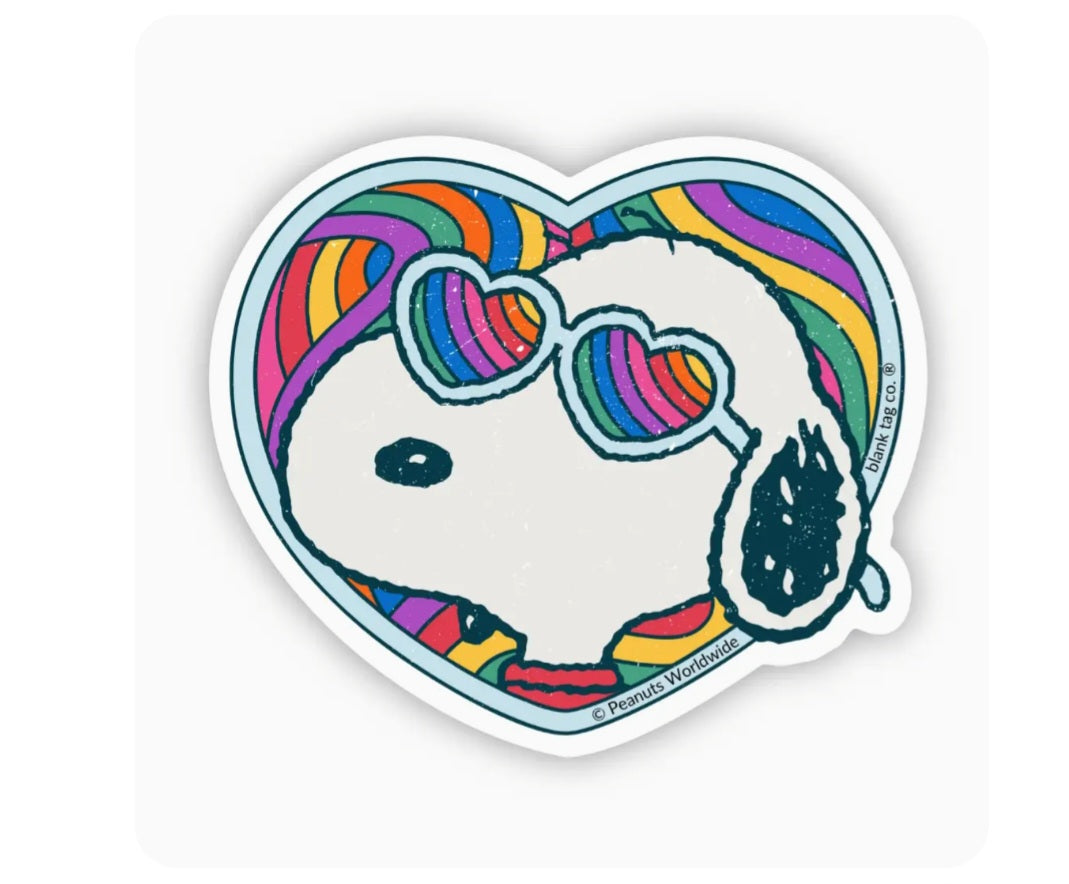 Heart-shaped waterproof cartoon dog sticker with multicolor outlines