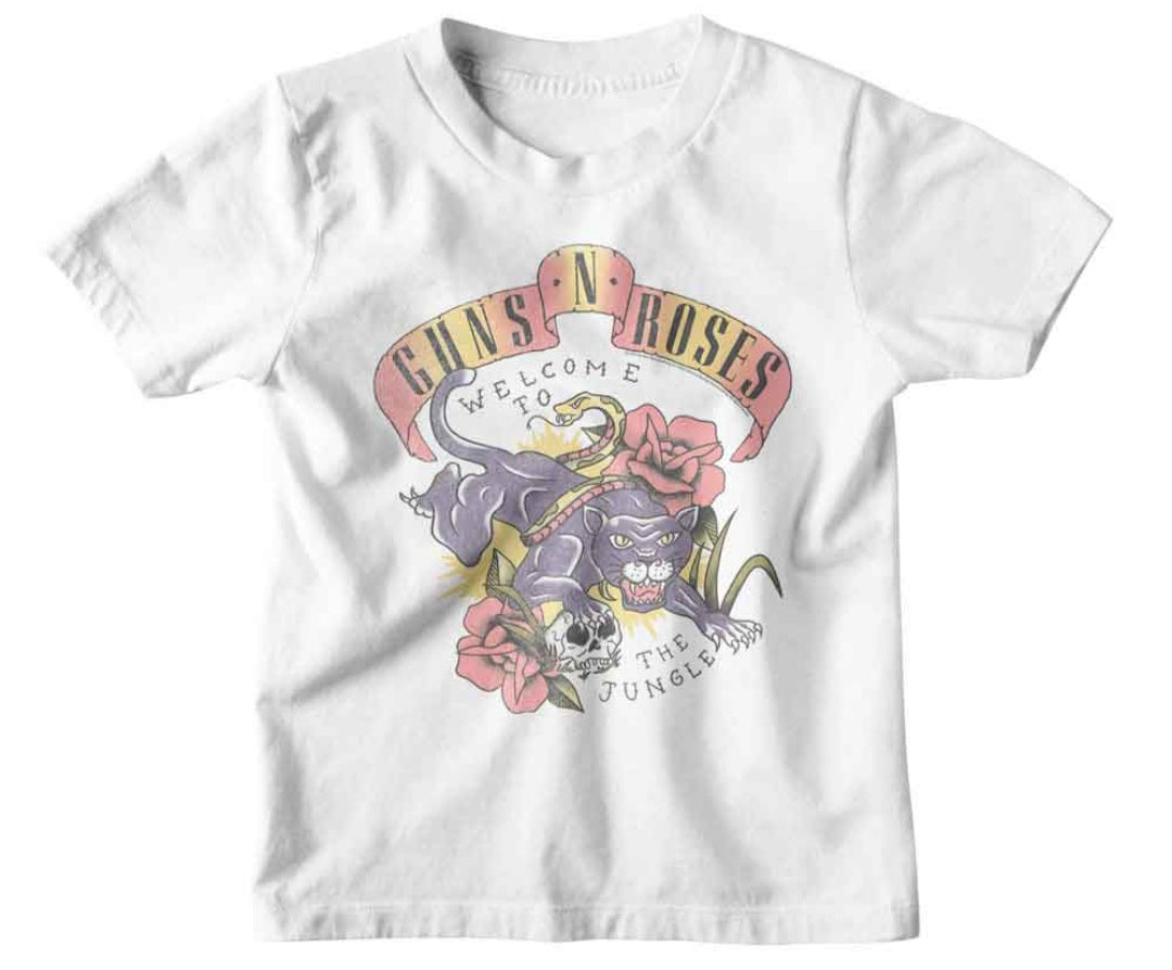 Toddler white T-shirt with Guns N' Roses logo and colorful front graphic