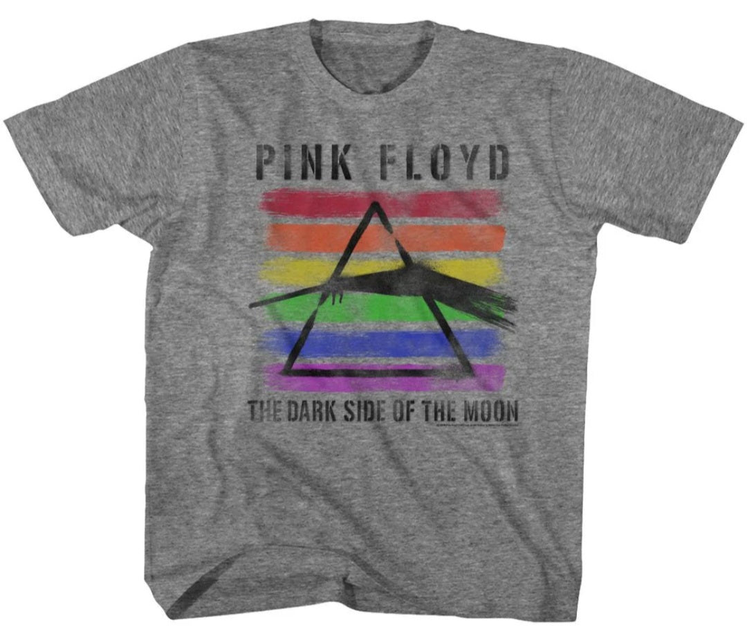 Pink Floyd toddler graphic T-shirt, heather gray with multicolor prism and text
