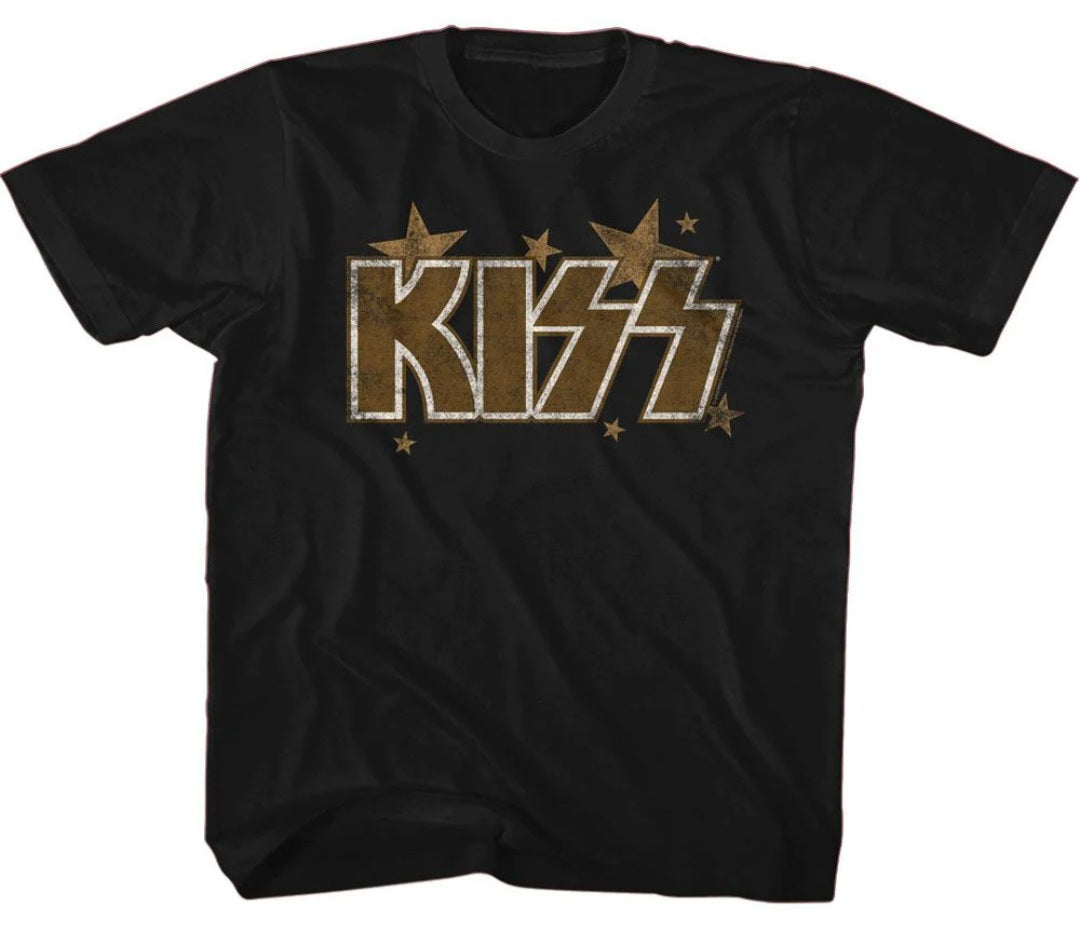 Toddler KISS black T-shirt with gold KISS logo graphic