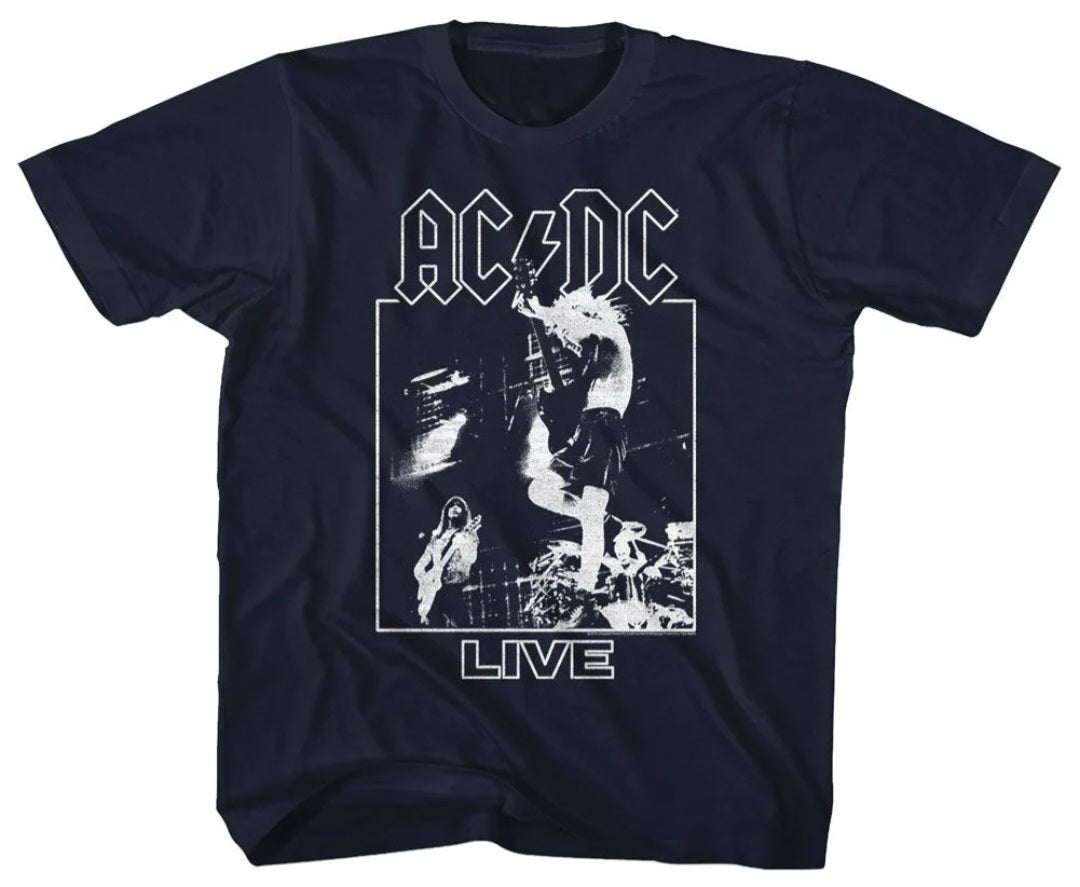 Toddler AC/DC Live T-shirt in dark navy with large band graphic front