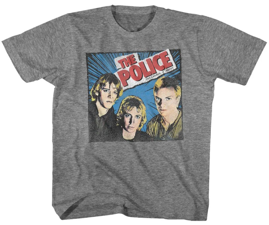 Heather gray toddler T-shirt with The Police graphic front