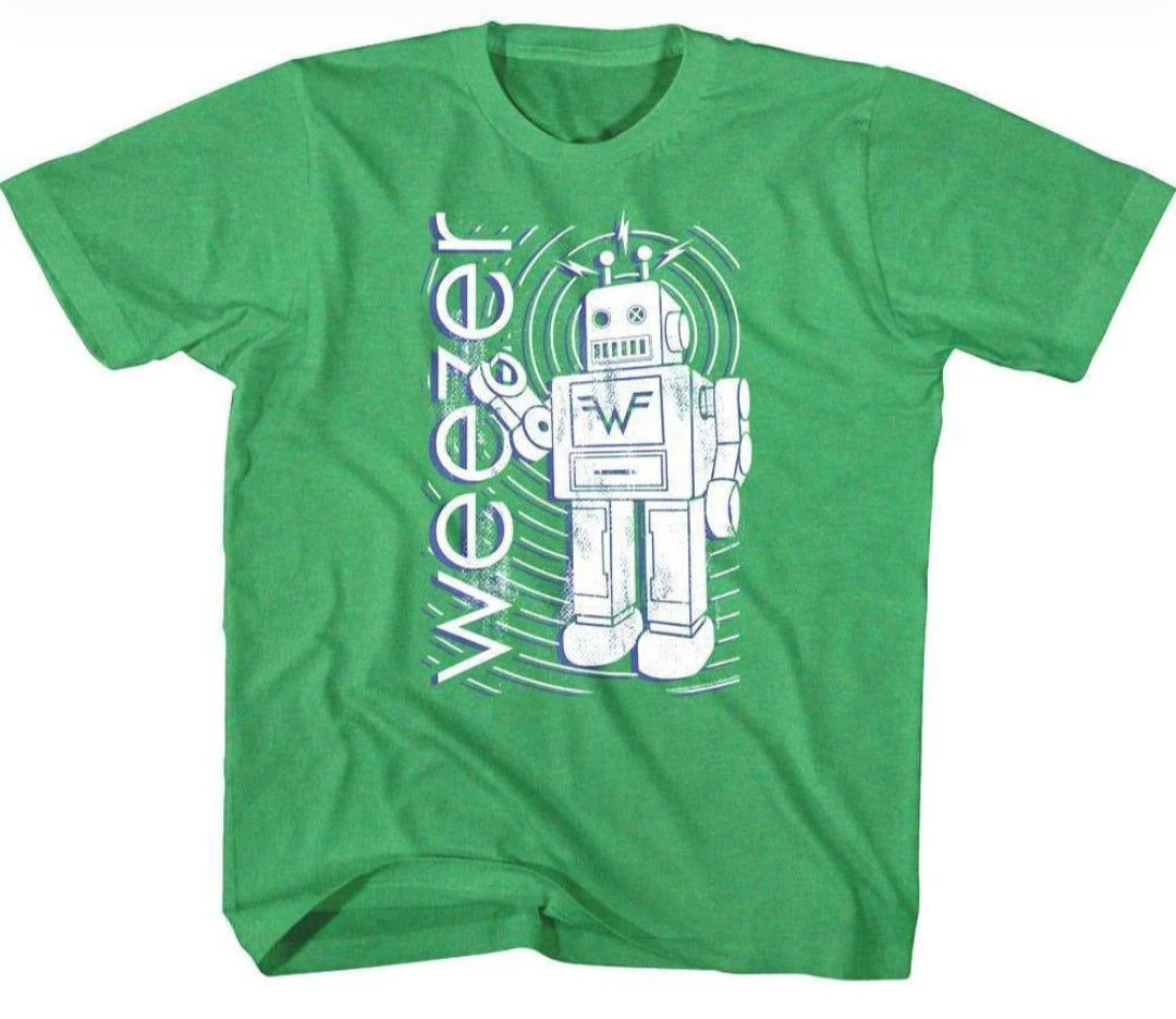 Kids Weezer green T-shirt with robot graphic print