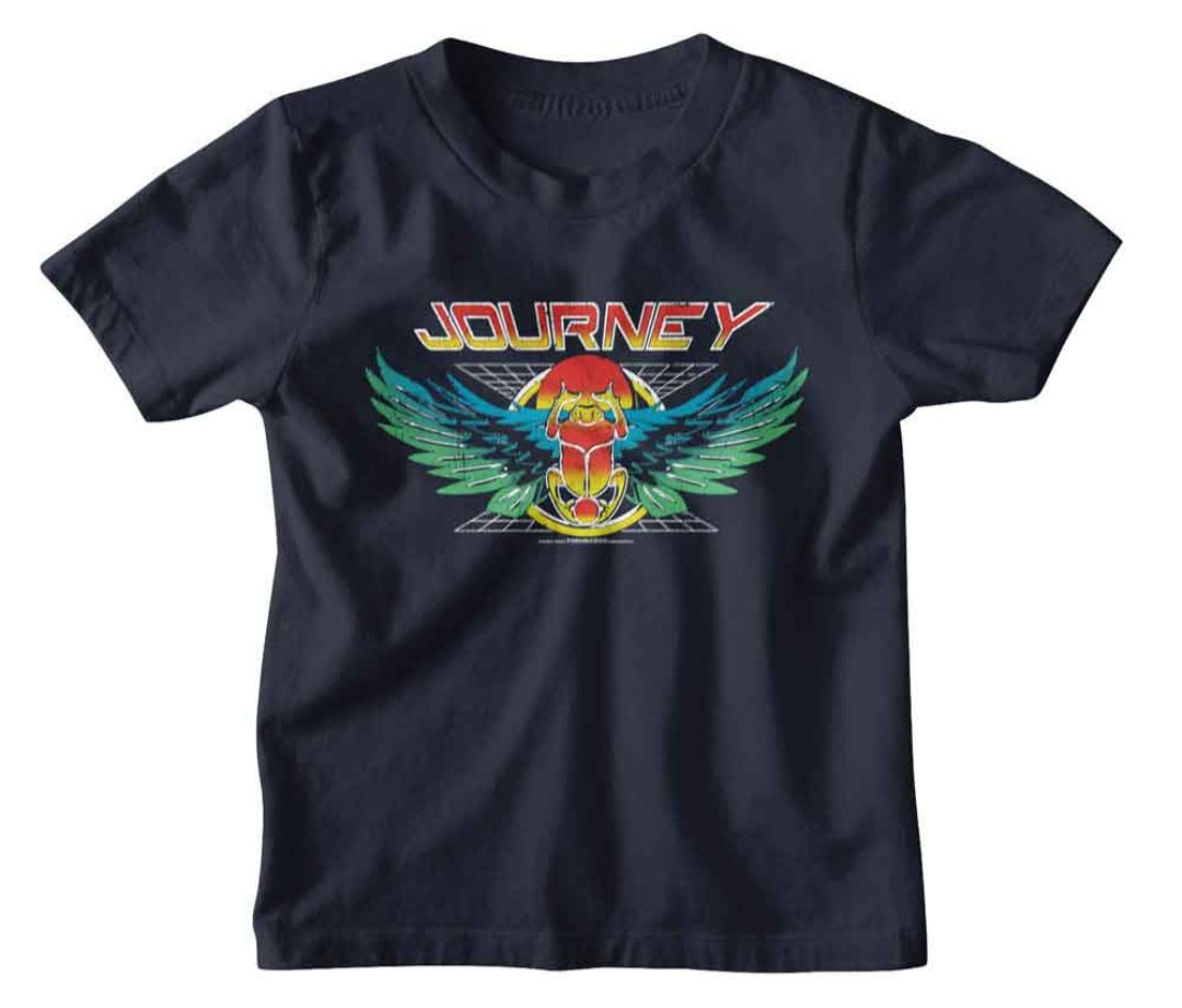 Navy toddler T-shirt with colorful Journey graphic on front