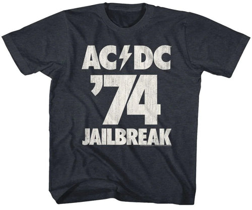 Toddler navy blue AC/DC '74 Jailbreak T-shirt with large front graphic