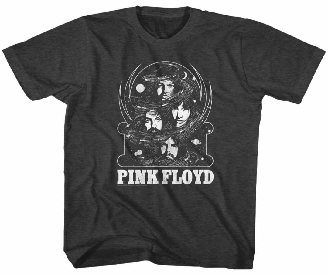 Toddler black graphic T-shirt with Pink Floyd band face logo print