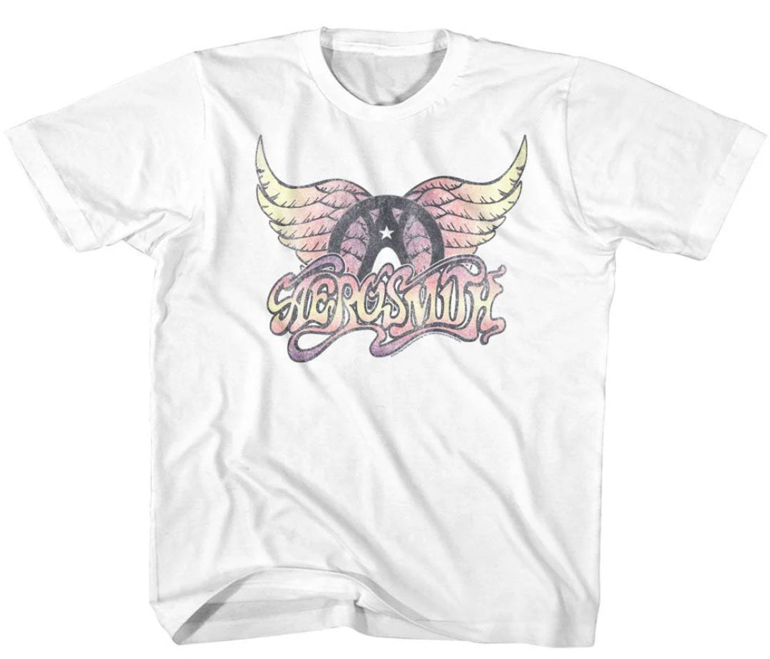 Toddler T-shirt, white, Aerosmith graphic with wings and star on chest