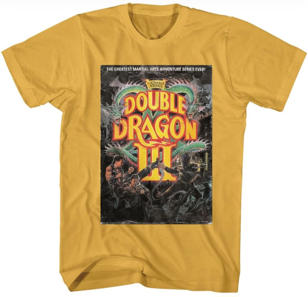 Ginger crew-neck T-shirt with Double Dragon III front graphic