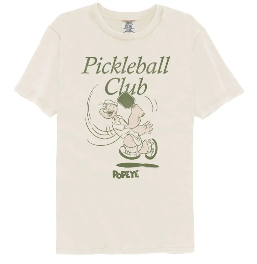 Ivory comfort-color T-shirt with Pickleball Club graphic front