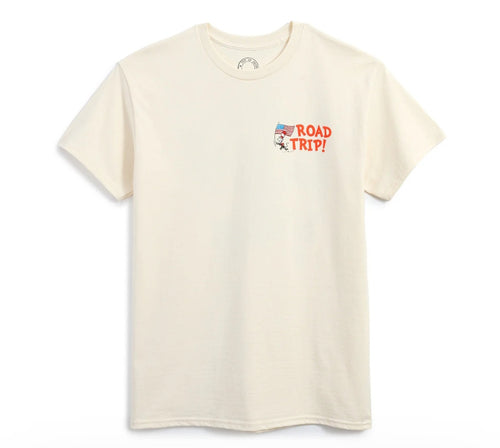 Dr Seuss ivory T-shirt with small Road Trip graphic on front