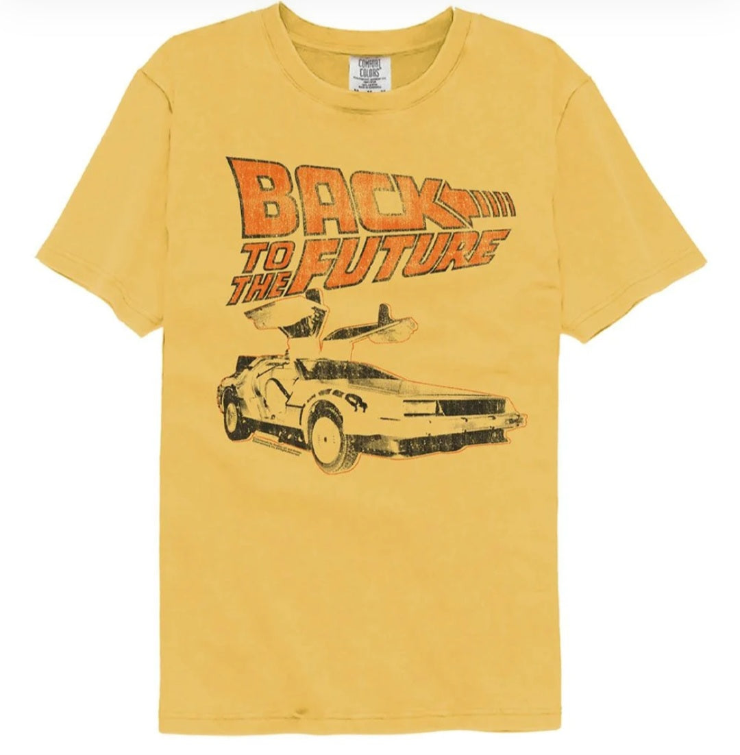 Back to the Future Comfort Colors Mustard T-Shirt NEW