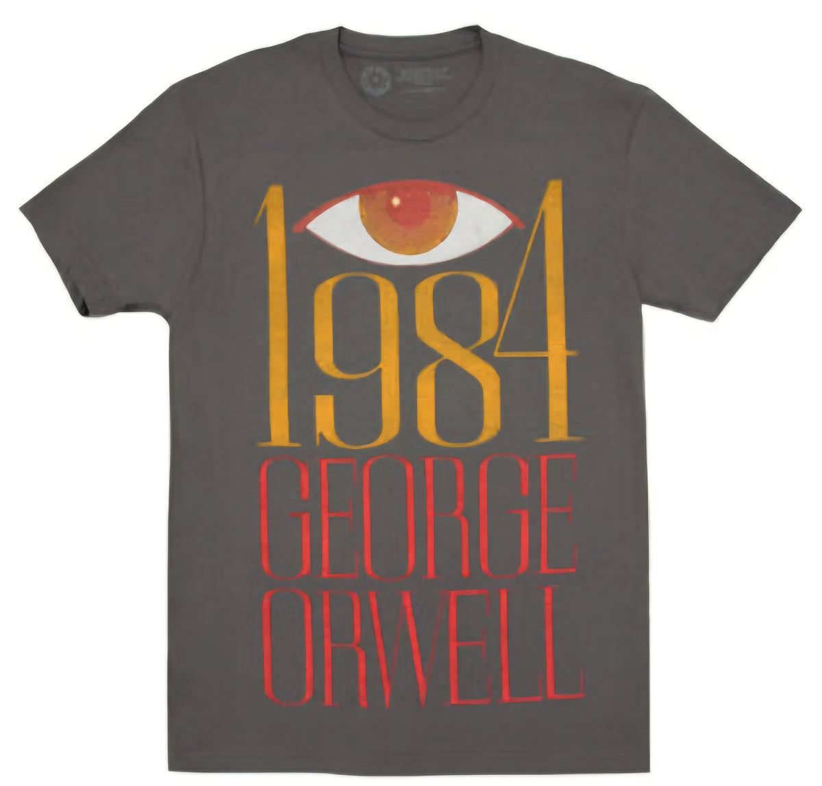 Dark gray graphic T-shirt with 1984 eye and George Orwell text