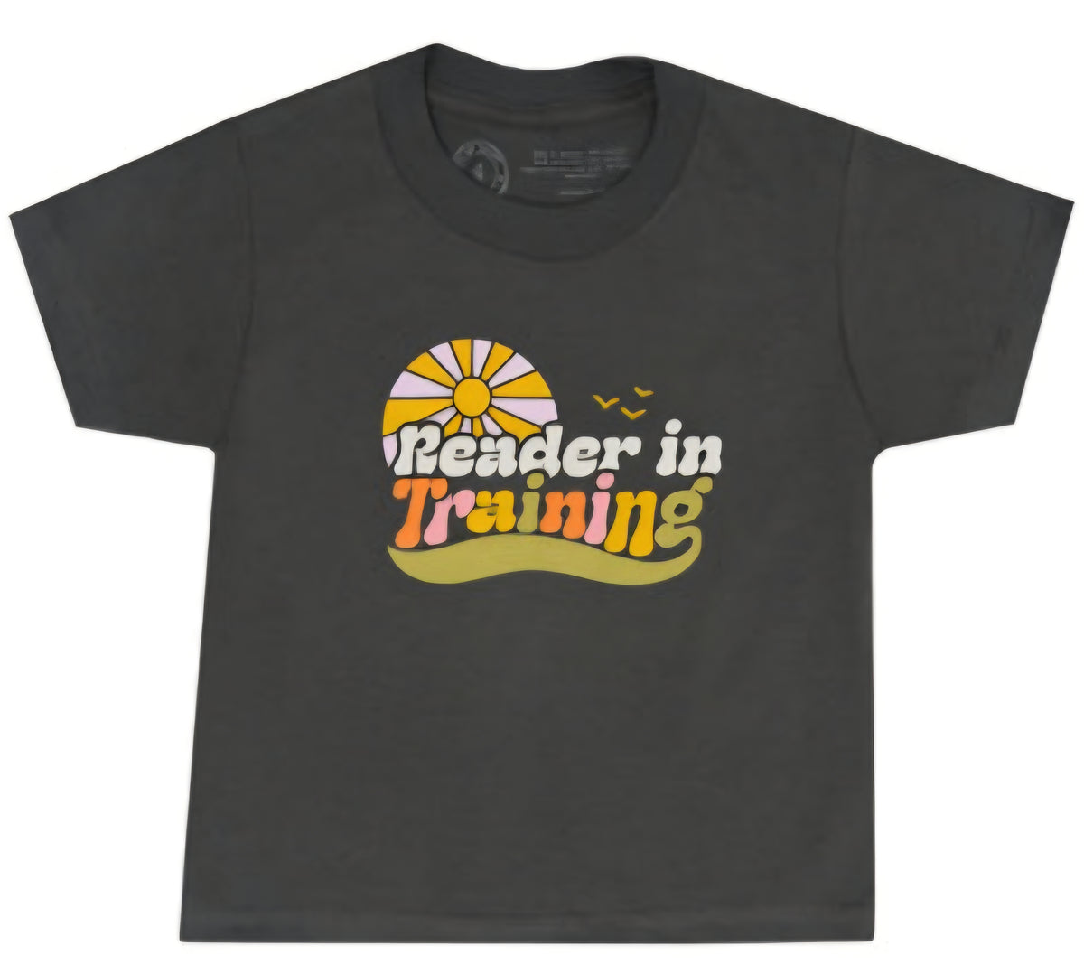 Toddler black T-shirt with colorful “Reader in Training” front graphic
