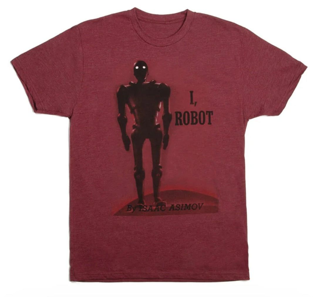 Maroon T-shirt with centered robot graphic and I, ROBOT text