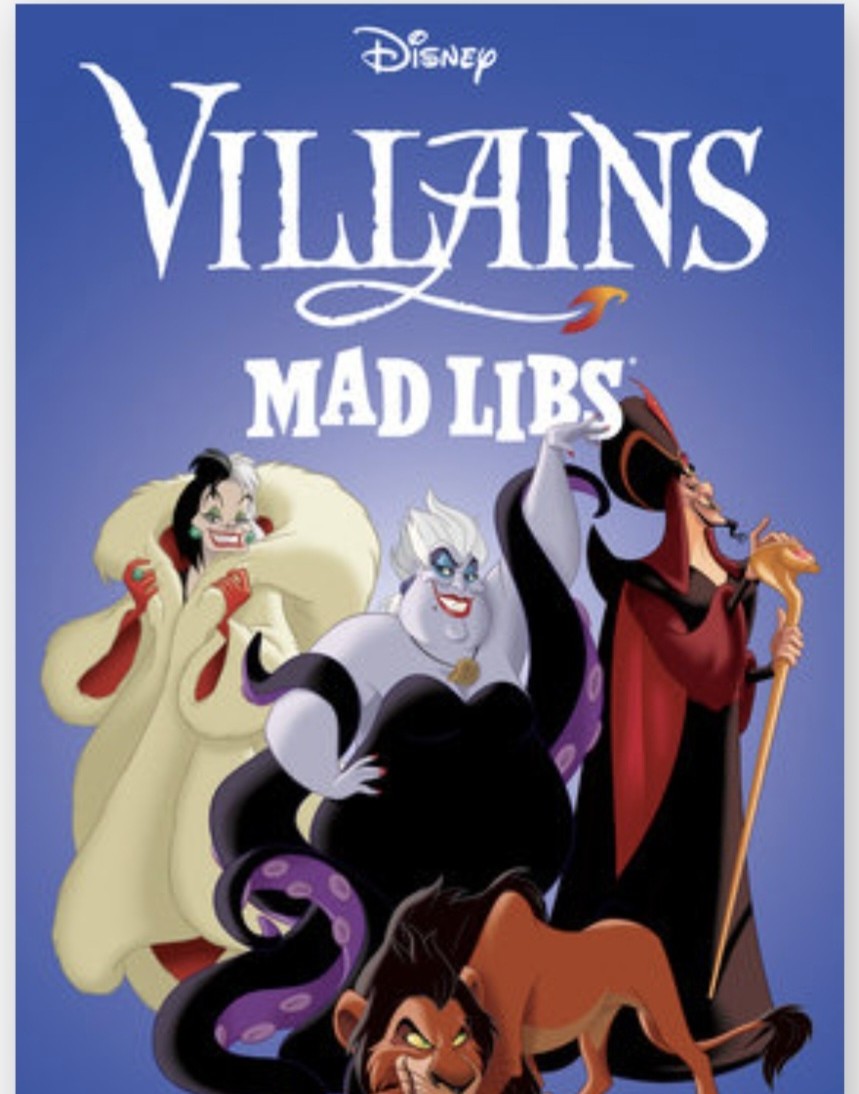 Disney Villains Mad Libs New board game cover with villain characters illustration